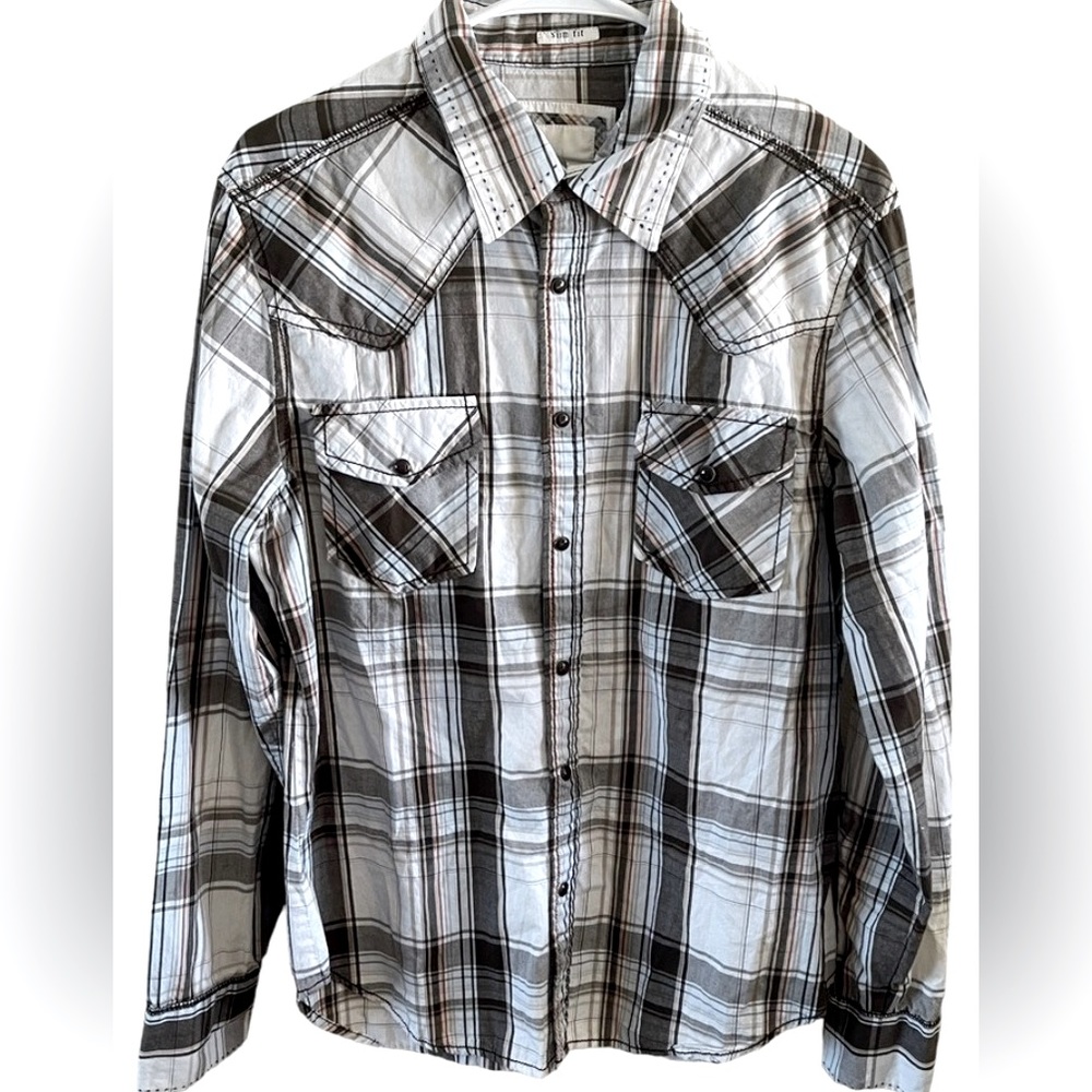 BKE Pearl Snap Button Down Shirt Sz-M